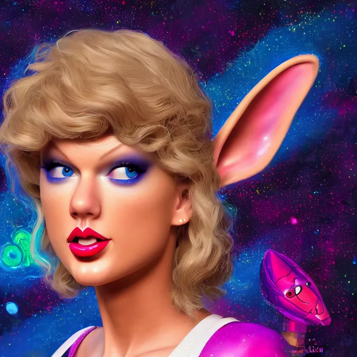 Image similar to portrait of Taylor Swift as Lola Bunny in Space Jam. HD, 4K. intricate abstract. intricate artwork. by Tooth Wu, wlop, beeple, dan mumford. octane render, trending on artstation, greg rutkowski very coherent symmetrical artwork. cinematic, hyper realism, high detail, octane render, 8k, iridescent accents