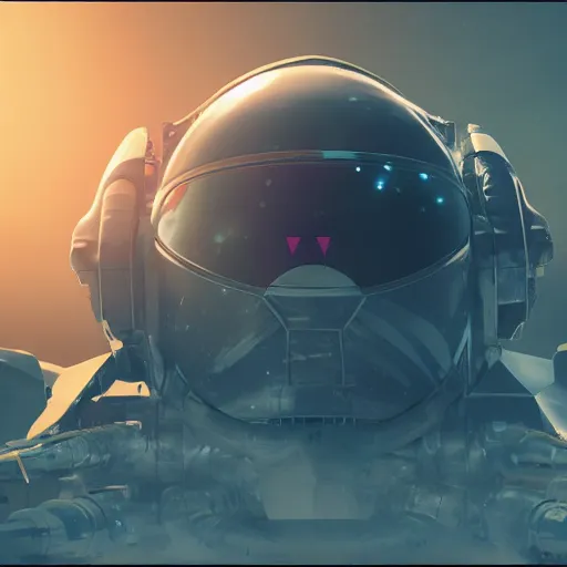 Image similar to front-facing portrait of a mecha astronaut on a distant planet with a broken air ship, cinematic lighting, epic