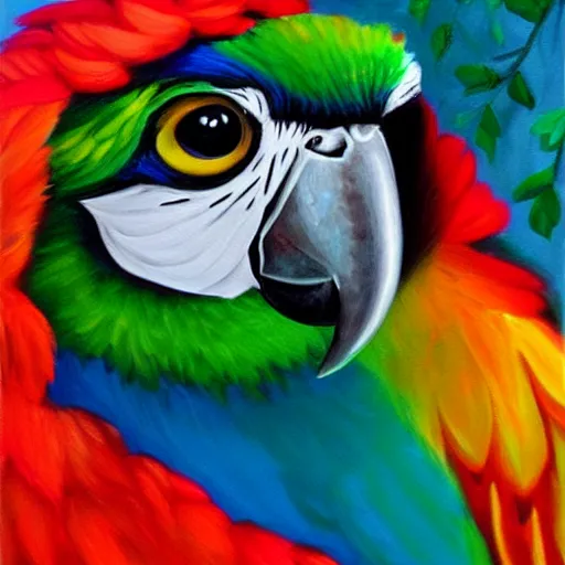 Image similar to beautiful acrylic painting of an adorable parrot, by jeremiah ketner, 8k hq trending on artstation