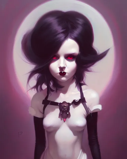 Image similar to portrait of cute goth girl, by peter mohrbacher and ilya kuvshinov and wlop