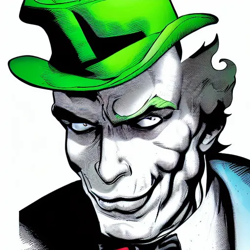 Prompt: the riddler on the cover of a comic book
