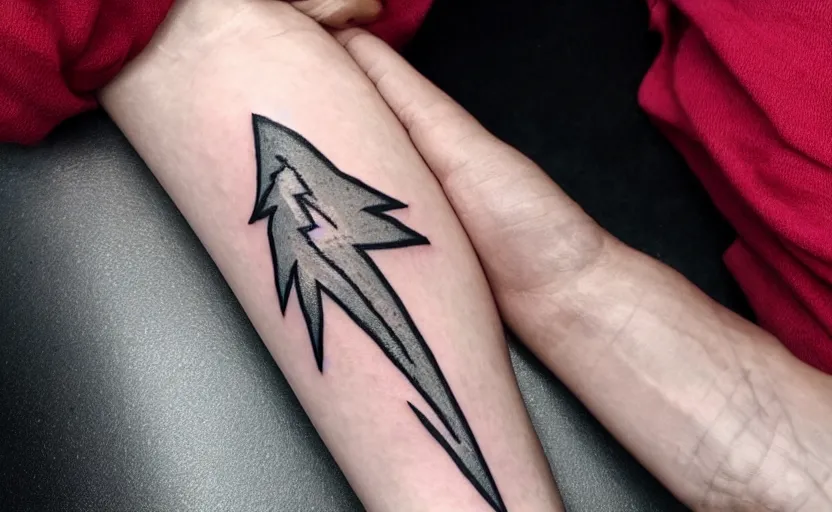 Image similar to handpoke tattoo of lightning