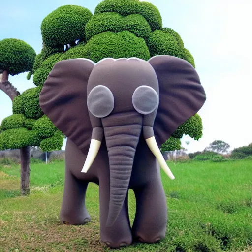 Prompt: an elephant made out of broccoli