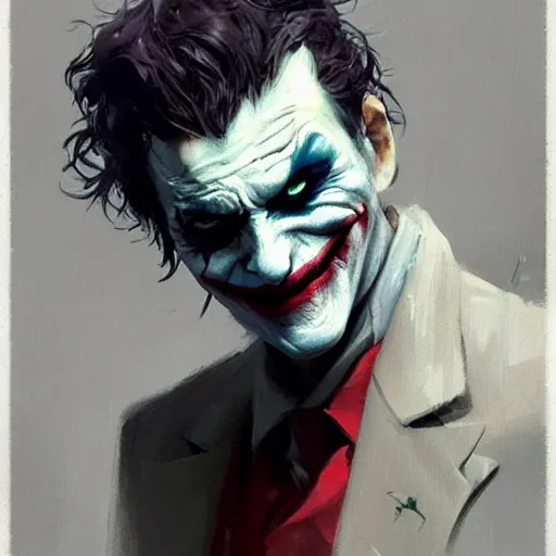 Image similar to joker, paint by greg rutkowski