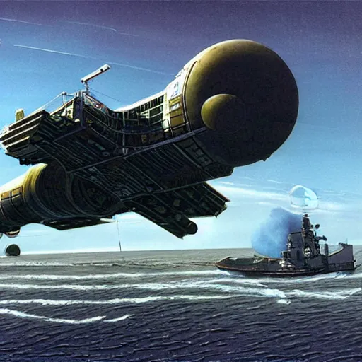 Image similar to scout spaceship with 100-ton hull used for exploration survey and courier duties, peter elson, chris foss