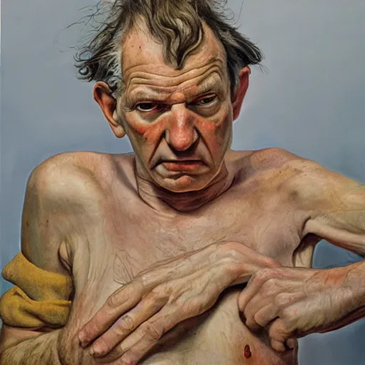 Image similar to high quality high detail painting by lucian freud, hd, satan, photorealistic lighting