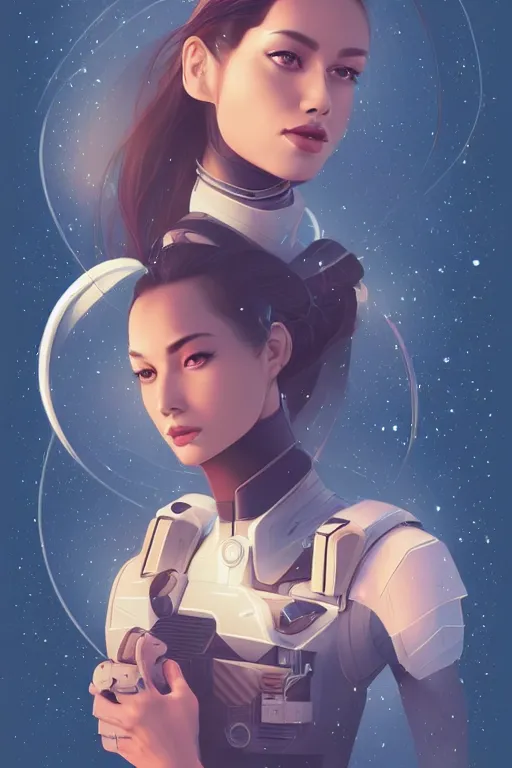 Image similar to lighting, a simple vector based illustration of a beautiful female space solder, by ross tran, artgerm, surrealism