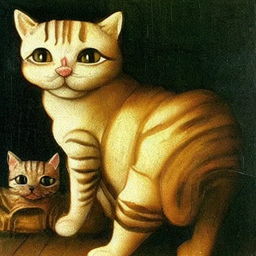 Image similar to cute cats painting by leonardo da Vinci