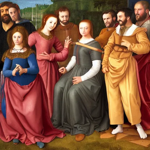 Prompt: a renaissance style portrait painting of BROCKHAMPTON