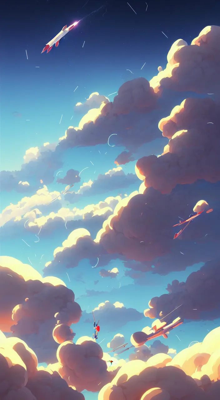 Image similar to incredible, mindblowing, rockets taking off into the clouds long exposure and humans watching, in marble incrusted of legends official fanart behance hd by jesper ejsing, by rhads, makoto shinkai and lois van baarle, ilya kuvshinov, rossdraws global illumination