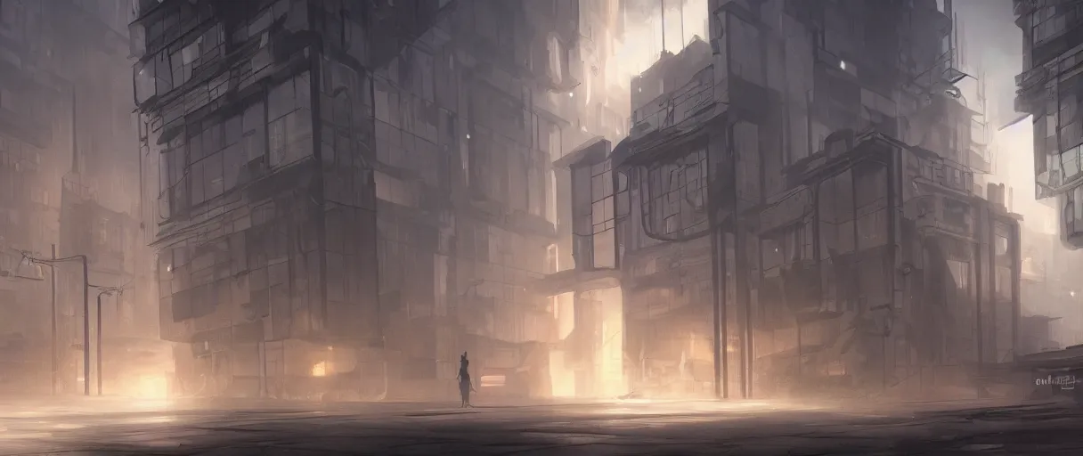 Image similar to dystopian Germany city, concept art, digital painting, style of jordan grimmer, futuristic, volumetric lighting