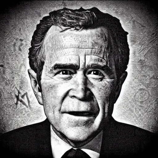 Image similar to “ hey you, you ’ re finally awake scene from skyrim, except it ’ s george bush who wakes you up. ”