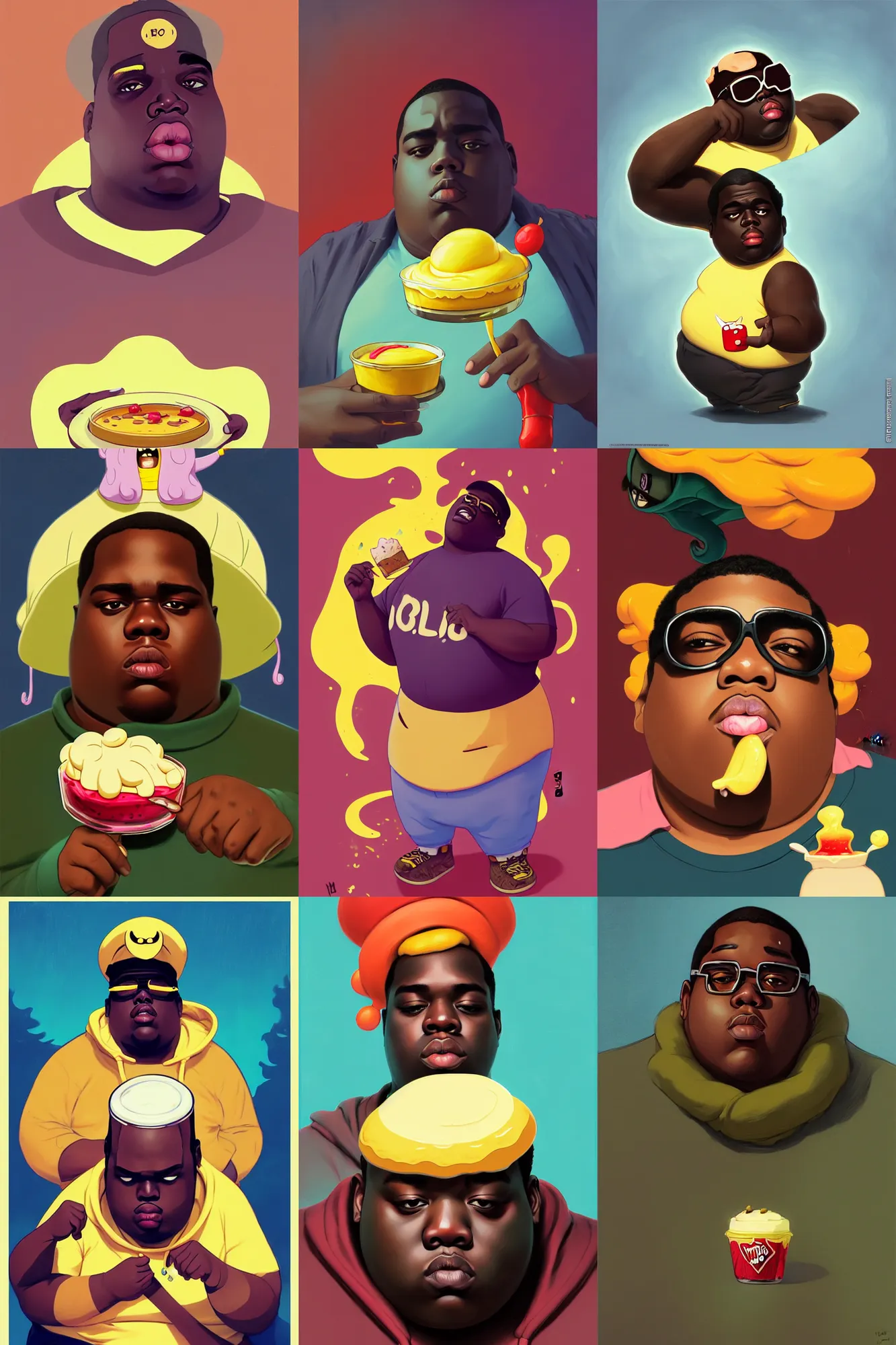 Prompt: the notorious b. i. g. as jell - o pudding adventure time, shaded lighting poster by magali villeneuve, artgerm, jeremy lipkin and michael garmash, rob rey and kentaro miura style, trending on art station