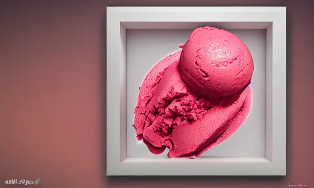 Image similar to strawberry ice cream, abstract 3d art