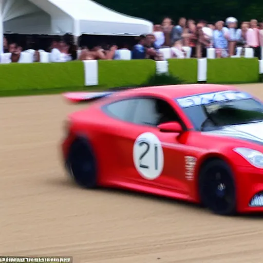 Image similar to Taylor swift races a car in Goodwood festival of speed, picture, magazine, instagram, motion blur