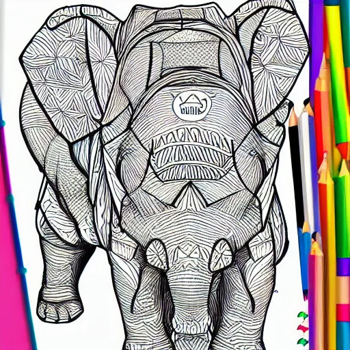 Image similar to children's colouring in book rhino