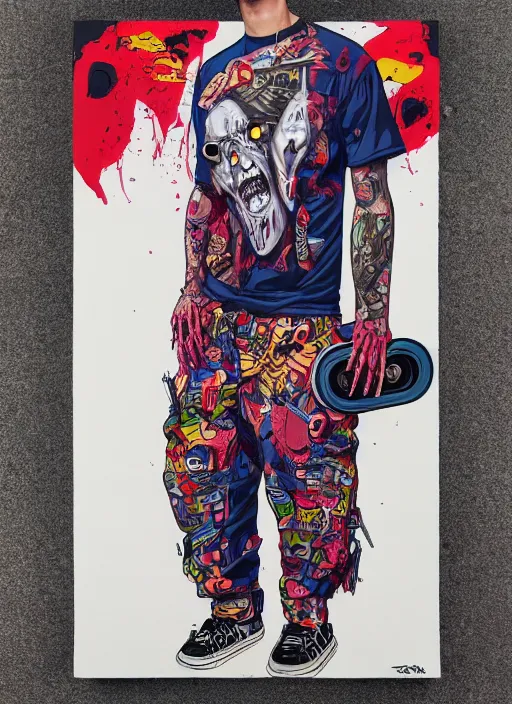 Prompt: zombie skateboard full body hiphop streetwear drip, tristan eaton, victo ngai, artgerm, rhads, ross draws