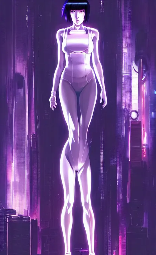 Image similar to a fullbody portrait of motoko kusanagi ghost in the shell, finely detailed features : : gits sac twenty forty five netflix : : by ilya kuvshinov, rossdraws, artgerm, sola digital arts, production ig, volumetric lighting, anti aliasing, raytracing : :