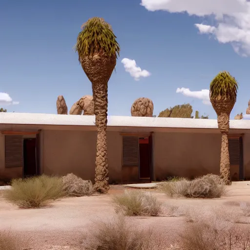 Prompt: run - down abandoned motel in the arizona desert designed by gaudi, realistic, unreal engine 4 k,