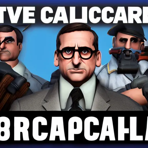 Image similar to Steve Carell in Team Fortress 2, gameplay, 8k, HD