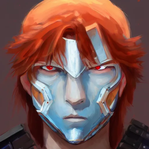 Image similar to portrait of a redheaded man with blue eyes and wearing a armor, medieval background, highly detailed, digital painting, artstation, matte, by makoto shinkai, animation style, studio ghibli, anime key visual