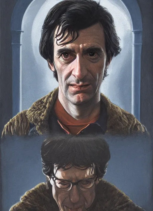 Image similar to portrait of Griffin Dunne in An American Werewolf In London (1981), highly detailed, centered, solid color background, digital painting, artstation, concept art, smooth, sharp focus, illustration, Jason Edmiston, donato giancola, Joseph Christian Leyendecker, Les Edwards, Ed Repka, WLOP, Artgerm