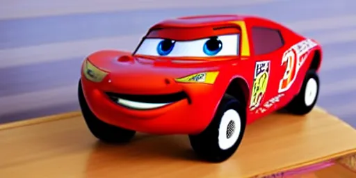 Prompt: Lightning Mcqueen-themed red table