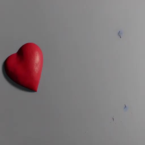 Image similar to 3d render of a badly formed red putty heart shape in the middle of a gray sheet of paper