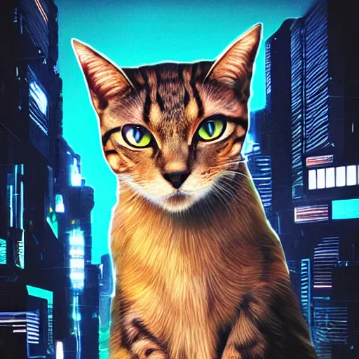 Image similar to cyberpunk cat