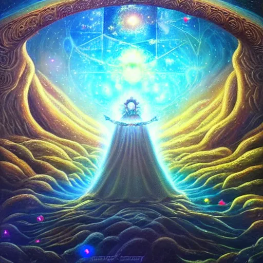 Image similar to metaverse made of ancient magic technology, galactic nebular astral realm sacred journey in oil painting, trending on artstation, award winning, emotional, highly detailed surrealist art