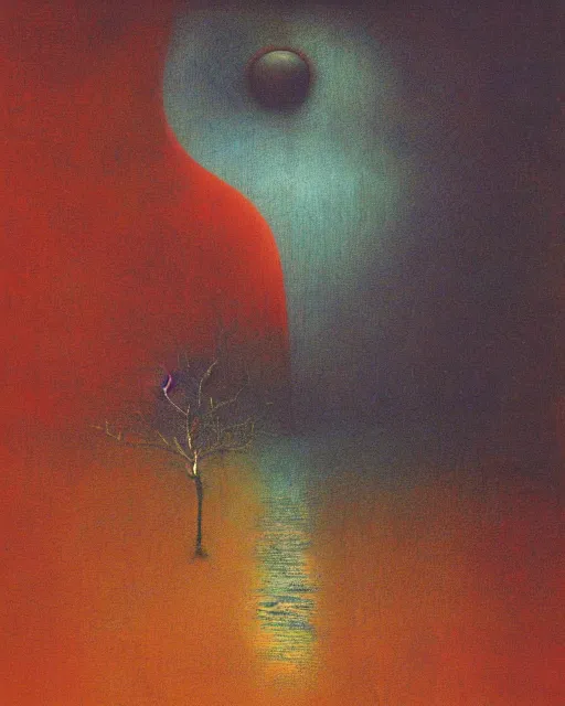 Image similar to dynamic complexity by beksinski, carrington, bosch, dali, barlowe, magritte, pagan bright multirainbow color surrealism