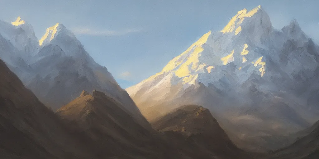 Prompt: mountain, cinematic lighting, detailed oil painting, hyperrealistic, 8k