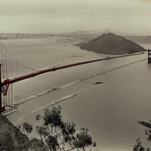 Prompt: the golden gate bridge destroyed