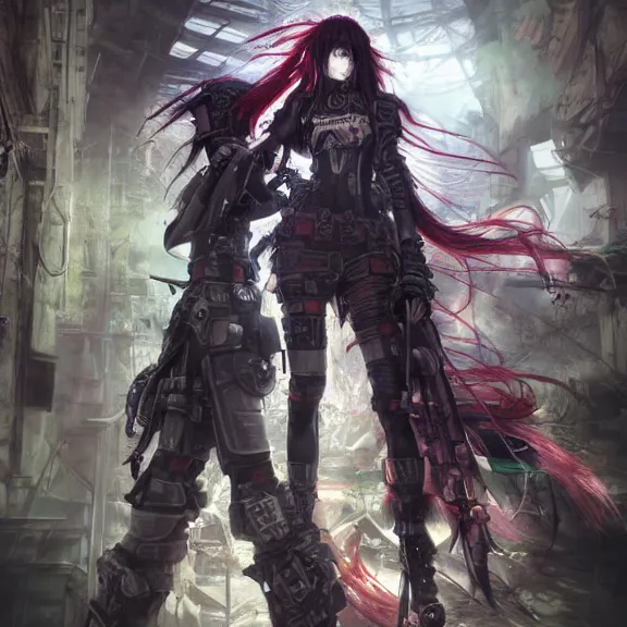 Image similar to cybergoth, tankoban, 4 k, tone mapping, akihiko yoshida, james jean andrei riabovitchev marc simonetti, yoshitaka amano, long hair, curly, h. hydrochaeri