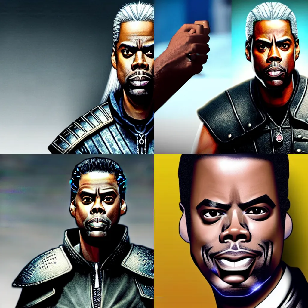 Prompt: Chris Rock as Geralt of Rivia