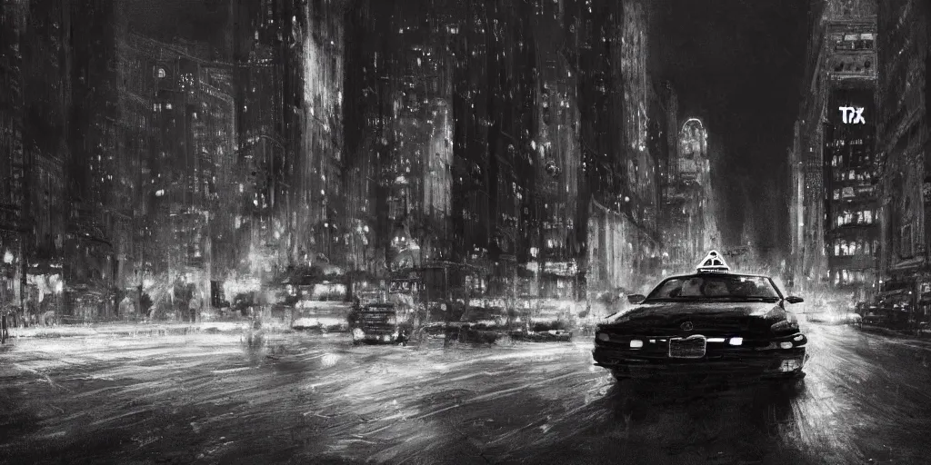 Image similar to taxi through the streets of chicago, night time, dramatic lighting, german expresionism, noir film, character sheet, fine details, concept design, high contrast, anthrophomorfic animals, kim jung gi, greg rutkowski, trending on artstation, 8 k, full body, turnaround, front view, back view, ultra wide angle