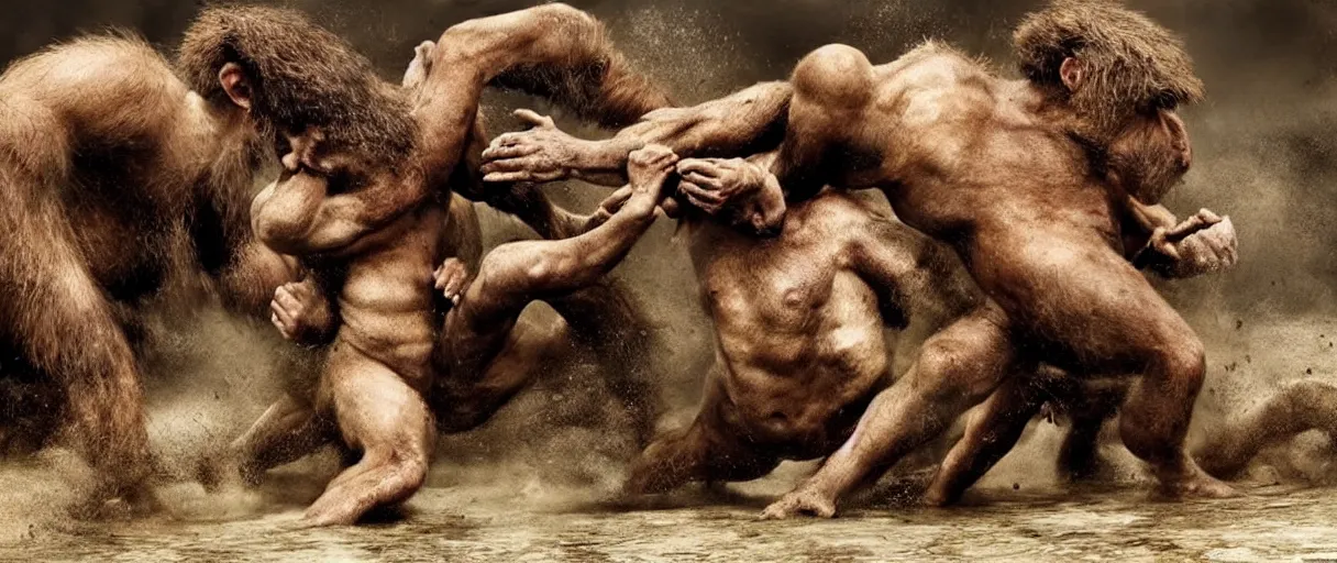 Image similar to 1 5 0 neanderthal people fighting againts one mammoth, perfect dynamic posture, perfect dynamic environment, perfect dynamic body form, perfect dynamic pose, trending pinterest, perfect dynamic position, award winning photo by national geographic, and pulittzer winner, realistic, bokeh, reduce duplication interference