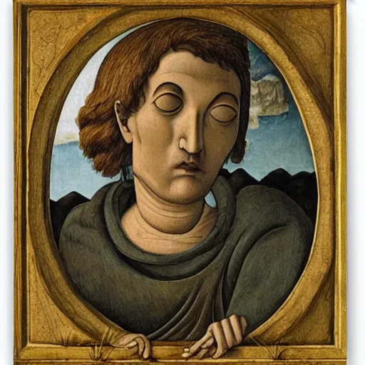 Image similar to a portrait of a character in a scenic environment by carlo crivelli