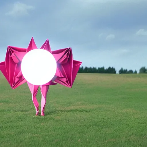 Prompt: a man made of origami dancing on a meadow, cinematic light