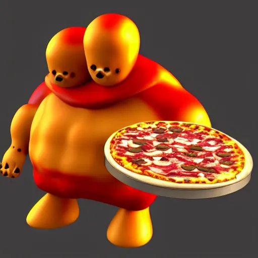 Prompt: pizza golem, 3 d model, highly detailed