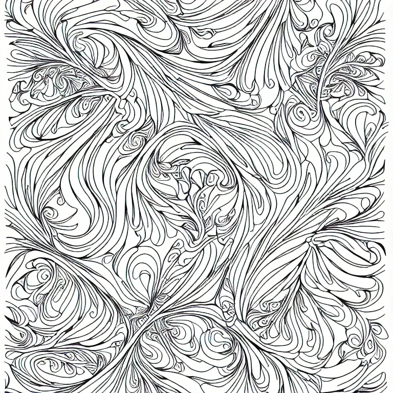 Image similar to two parrots ornaments fractal ink drawing line art colouring page vector