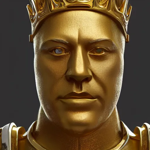 Prompt: portrait of king gold statue reflect chrome, 8 k uhd, unreal engine, octane render in the artstyle of finnian macmanus, john park and greg rutkowski