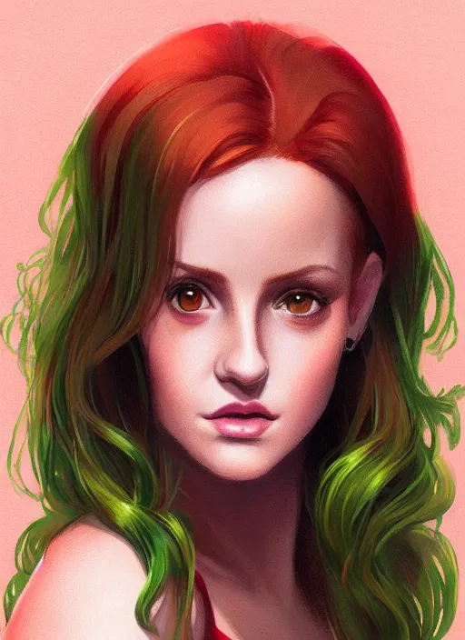 Image similar to full body portrait of teenage cheryl blossom, bangs, green eyes, mischievous expression, red hair, sultry smirk, bangs and wavy hair, intricate, elegant, glowing lights, highly detailed, digital painting, artstation, concept art, smooth, sharp focus, illustration, art by wlop, mars ravelo and greg rutkowski