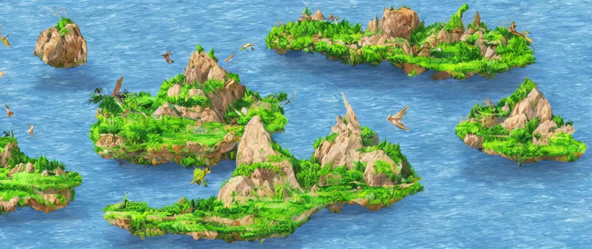 Prompt: floating islands concept art