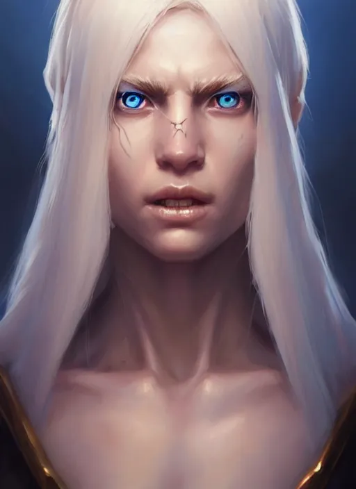 Image similar to a fantasy style portrait painting of shy white female paladin scar wound left eye with blonde hair and blue eyes, holy oil painting unreal 5 daz. rpg portrait extremely detailed artgerm greg rutkowski _ greg