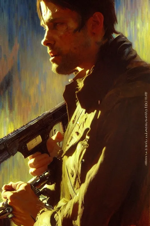 Image similar to leon scott kennedy, painting by gaston bussiere, craig mullins, greg rutkowski, alphonse mucha