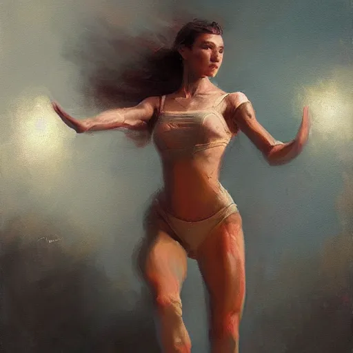 Image similar to oil painting dancer woman with dancer men, herb rose, by greg rutkowski, artstation