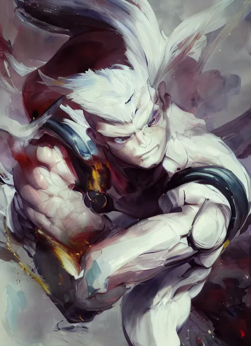 Image similar to semi reallistic gouache gesture painting, by yoshitaka amano, by ruan jia, by Conrad roset, by dofus online artists, detailed anime 3d render of ryu from breath of fire 4, portrait, cgsociety, artstation, rococo mechanical, Digital reality, sf5 ink style, dieselpunk atmosphere, gesture drawn