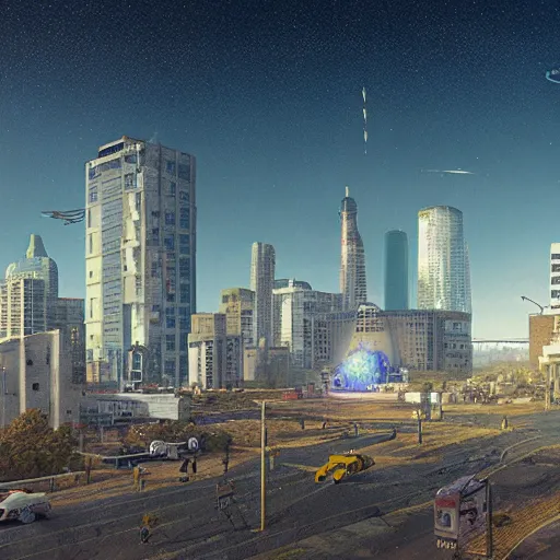 Prompt: futuristic winnipeg skyline, victor einrich, gregory crewdson, ian mcque, mike winkelmann, simon stalenhag,