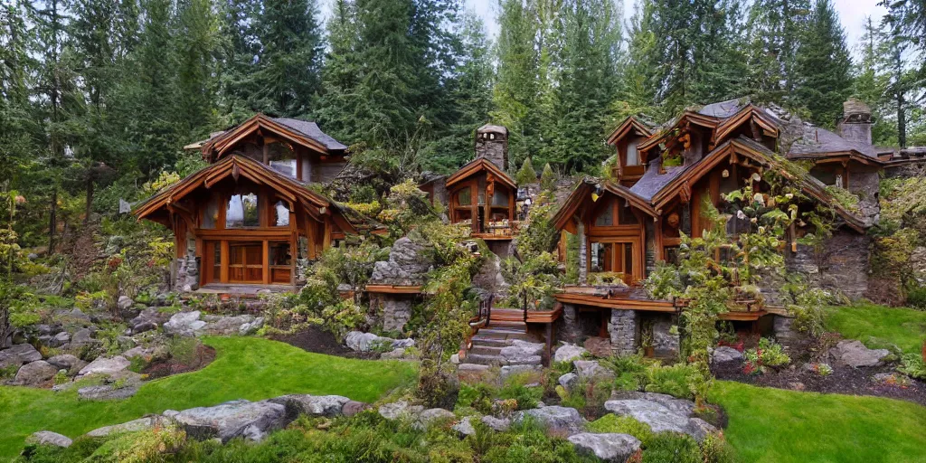 Image similar to residence in the style of rivendell, washington state